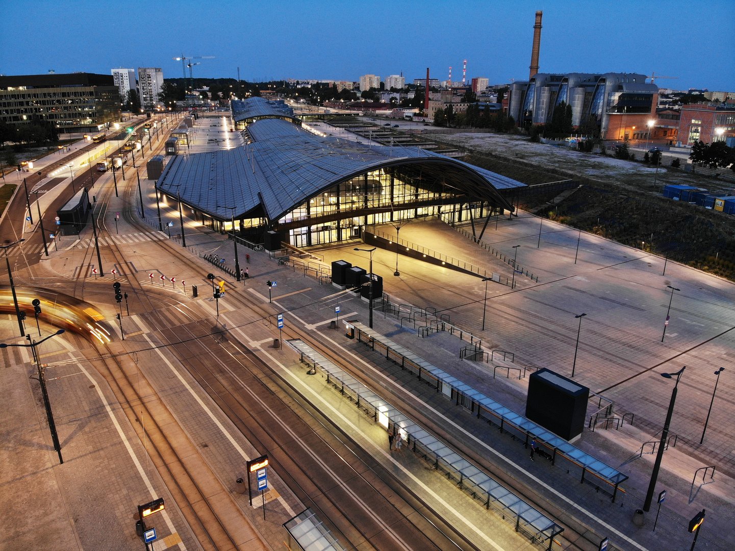 Łódź Fabryczna Railway Station Bird's eye point of view of the Łódź Fabryczna station.