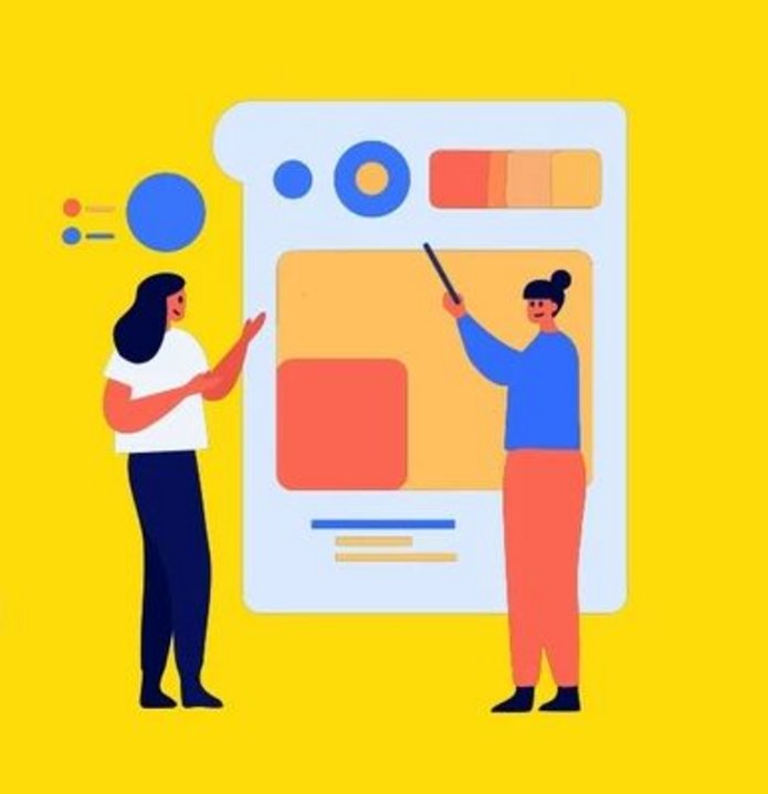 [Translate to English:] Dwie osoby prezentują temat przed tablicą