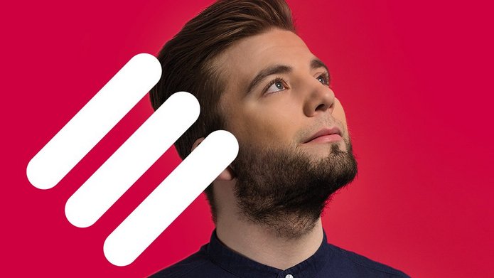 Ilustracja do wartości odwaga - mężczyzna na czerewonym tle