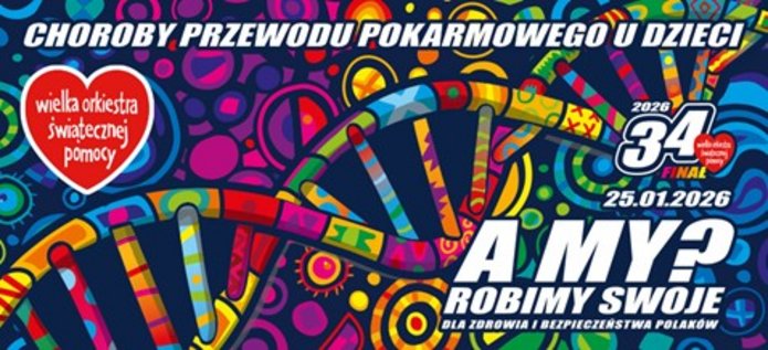 Official graphic for the 34th Grand Finale of the Great Orchestra of Christmas Charity. Digestive diseases in children. 25 January 2026 