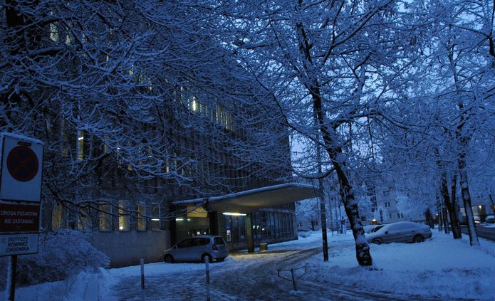University of Lodz Library, winter evening