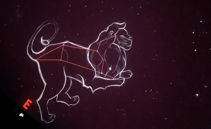 a fragment of the night sky with visualisations of many constellations