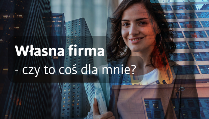 uśmiechająca się kobieta na tle nowoczesnych biurowców