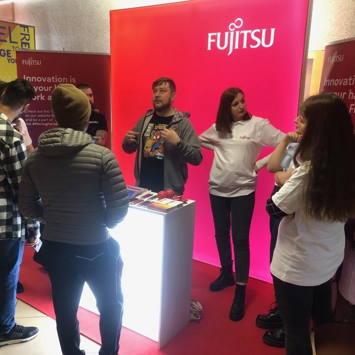 A group of young people at the job fair